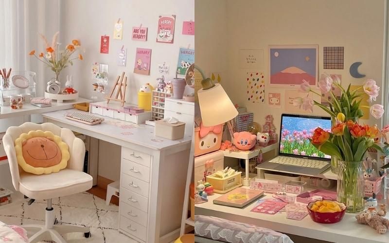 Bàn học kiểu hàn quốc decor bàn học