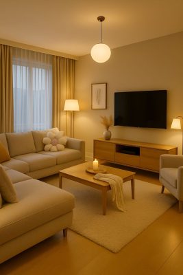 den-trang-tri-phong-khach-gan-tuong