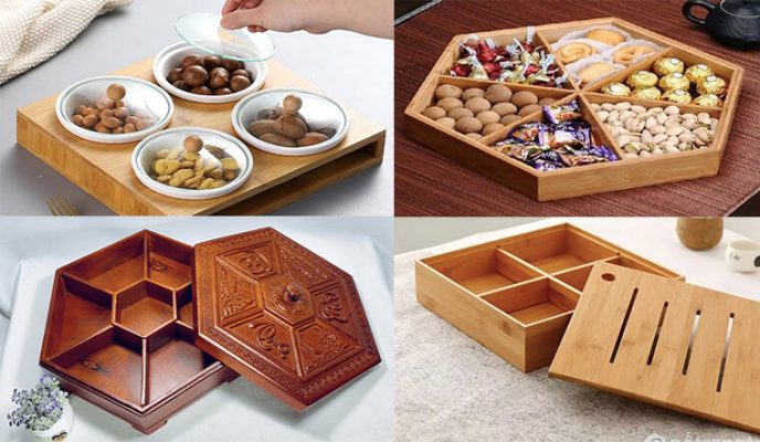 Khay mứt tết là đồ decor tết không thể thiếu trên bàn trà