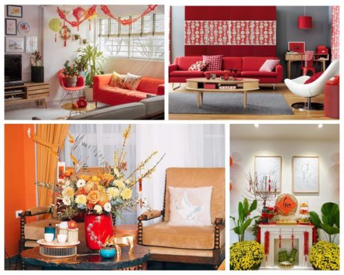 Trang trí phòng khách ngày tết