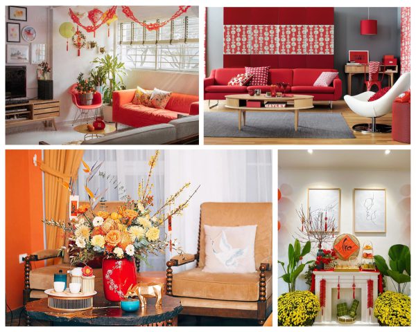 Trang trí phòng khách ngày tết